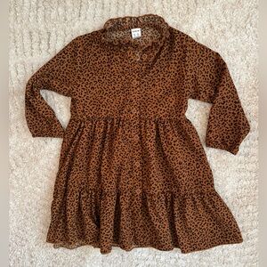 SHEIN long-sleeve leopard print tiered toddler dress size 3T EUC!!